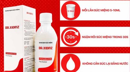 Nước súc miệng, sát khuẩn họng DR.XIDINZ với Chlorhexidine 0,12% 